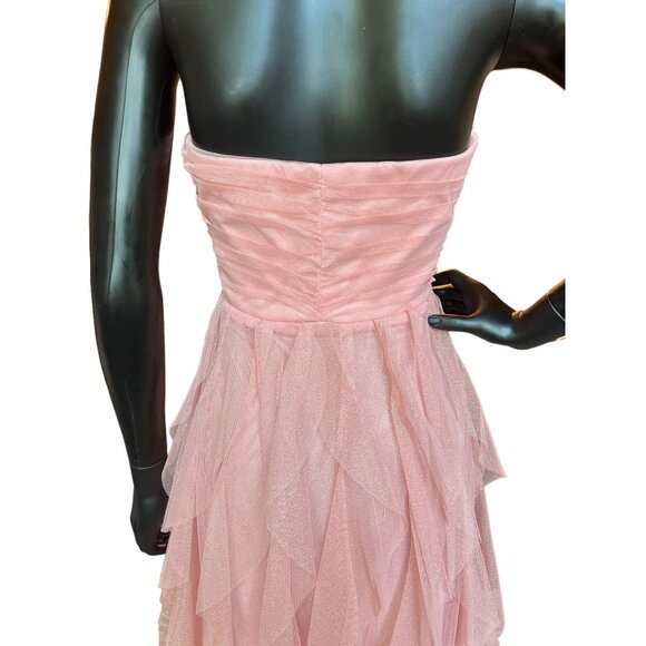 Peach Hi-low Glitter Short Dress - Picture 5 of 7